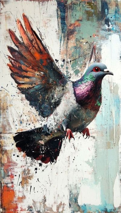 Abstract Bird Art: A Vibrant Representation of a Colorful Bird in Flight
