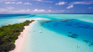 Aerial View of Paradise: Drone's Eye Perspective Over Tropical Maldives Beaches