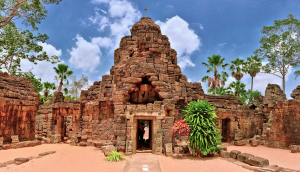 Ancient Stone Structure in Tonle Bati, Takéo Province, Cambodia: A Historical Marvel Amidst Lush Greenery