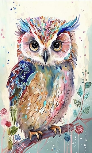 Artistic Floral Owl: Whimsical Depiction in Vibrant Colors