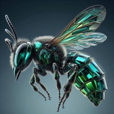 Artistic Fusion: Realism and Fantasy in Stylized Bee Imagery