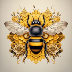 Artistic Interpretation of a Black and Yellow Bee