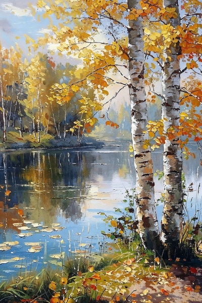 Autumn's Golden Glow: A Spectacular Display of Birch Trees in Fall