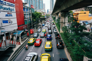 Bangkok Traffic: A Symphony of Colors Amidst the Urban Chaos