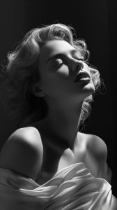 Black and White Portrait of a Woman in Dramatic Light