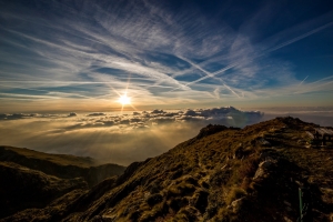 Breathtaking Dusk Over a Majestic Mountain Landscape