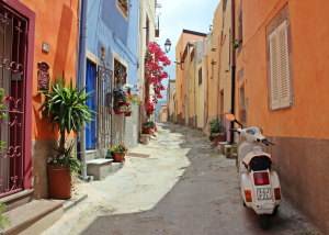 Captivating Beauty of a Colorful Narrow Street in a Quaint Village