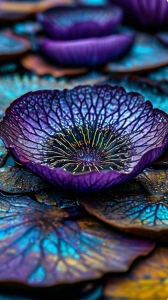 Celestial Water Lilies: A Study in Purple and Blue
