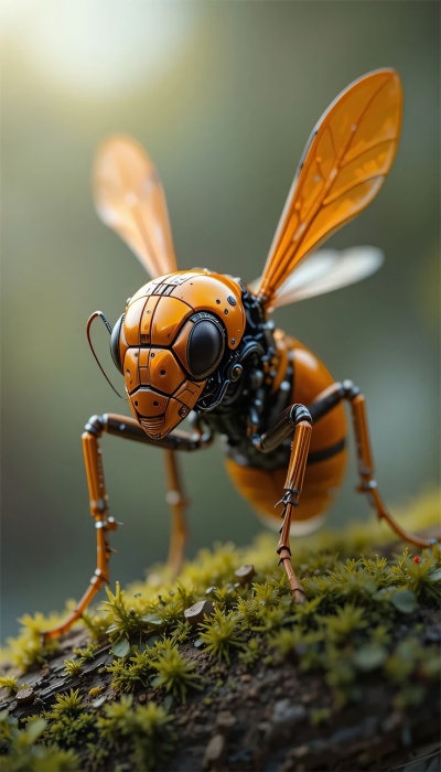 Close-Up Encounter with an Orange Insect: A Vivid Study in Nature