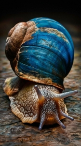 Colorful Blue-Hued Snail: A Study in Nature's Artistry