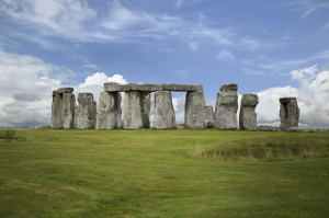 Daytime Splendor of Stonehenge: A Majestic Union of Gray Rock Formations and Greenery in Salisbury, England