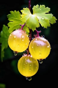 Dew-Kissed Yellow Grapes: A Snapshot of Nature's Bounty