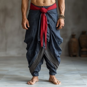 Embracing Cultural Fashion: A Striking Display of Traditional Draped Pants