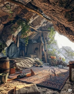 Embracing Nature: A Rustic Cave Dweller's Haven