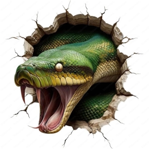 Emerging Fear: A Majestic Green Snake Breaking Through