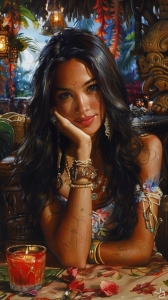 Enchanting Model Enjoys Tranquil Moments in Exotic Setting