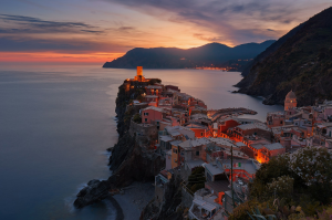 Enchanting Sunset in Vernazza, Italy: A Cliffside Village's Twilight Serenity