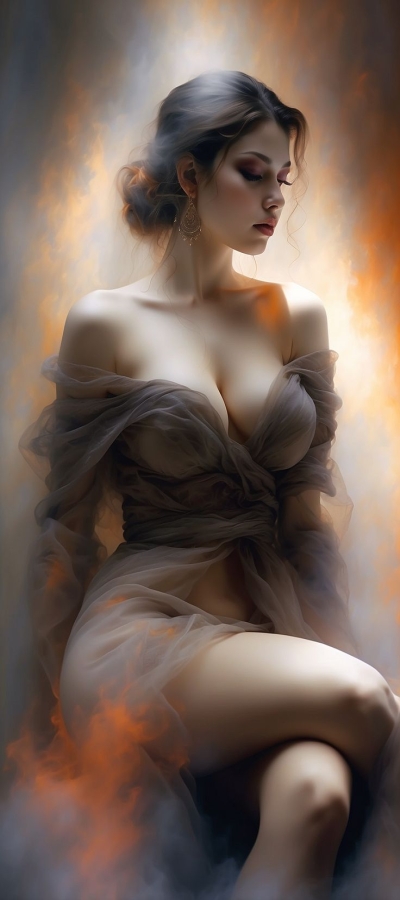Enigmatic Elegance: A Woman in Ethereal Smoke