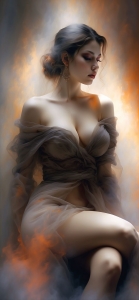 Enigmatic Elegance: A Woman in Ethereal Smoke