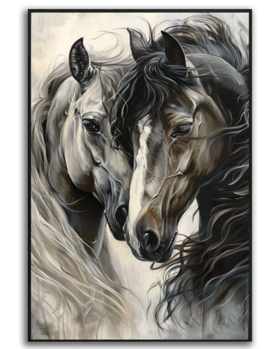 Equine Harmony: A Colorful Artistic Depiction of Two Horses