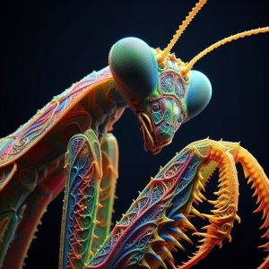Ethereal Beauty of a Stylized Praying Mantis: An Artistic Perspective