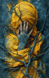 Ethereal Drama: The Unseen Figure Enveloped in Nature's Hues