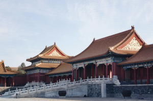 Exploring the Ornate Architecture of the Brown and Red Pagoda in the Forbidden City, Beijing, China