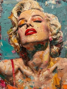 Expressionistic Stylized Portrait of a Blond Woman: A Vibrant Colorful Artwork