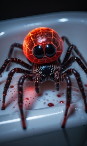 Glowing Red Spider: A Stylized Artistic Interpretation