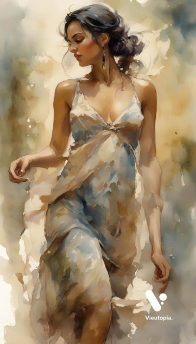 Graceful Impressions: Artistic Representation of a Woman in a Flowing Dress
