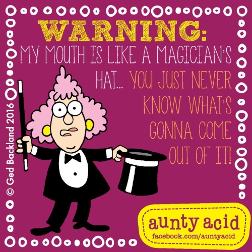 Hilarious Aunty Acid Illustration: The Magician's Hat and the Unpredictable Mouth