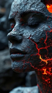 Illuminated Cracks: A Fusion of Stone and Fire in Sculpture Art