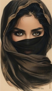Intensity Unveiled: A Study of Expression in a Black Headscarf
