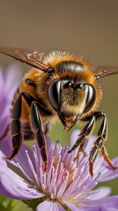Intricate Dance of Nature: A Bee's Encounter with a Flower