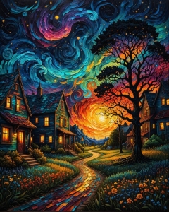 Jigsaw Planet: A Magical Night Sky Over Enchanting Landscape