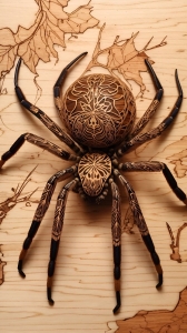 Masterpiece of Nature: An Artistic Spider and Sculpted Wood