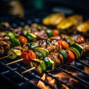 Mouthwatering Grilled Kebabs and Vegetables: A Feast for Foodies
