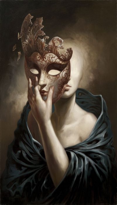 Mysterious Figure Concealing Identity with Elaborate Mask