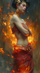 Mystique of the Flame Maiden: Blending Fantasy and Visual Drama