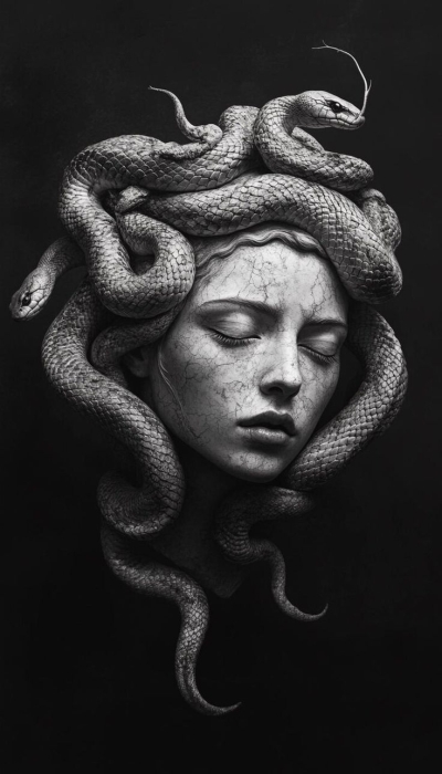 Mythical Transformation: A Stylized Interpretation of Medusa's Head