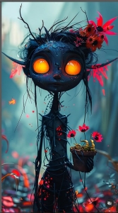 Nature's Guardian: Whimsical Character in Enchanted Environment