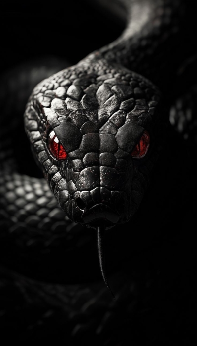 Ominous Beauty: The Dramatic Black Snake with Red Eyes