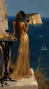 Serene Moment: Model Enjoying Coastal Solitude