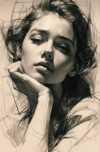 Soulful Sketch: An Artistic Representation of a Contemplative Woman