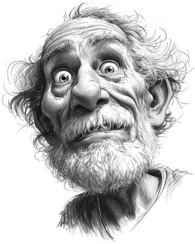 Spellbinding Portrayal of an Elderly Man's Exaggerated Expression