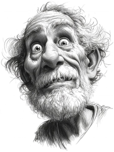 Spellbinding Portrayal of an Elderly Man's Exaggerated Expression