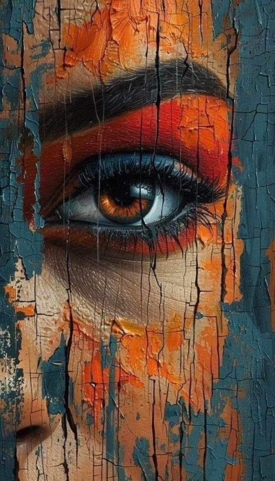 Stunning Contrasts: The Artistic Interplay of Eyes and Weathered Paint