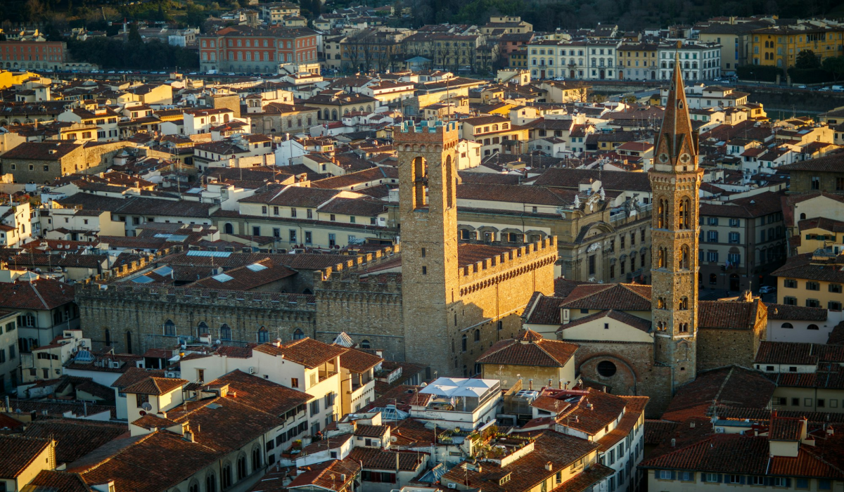 Sunset Over Florence: A Majestic View of Badia Fiorentina Monastery and Bargello Museum