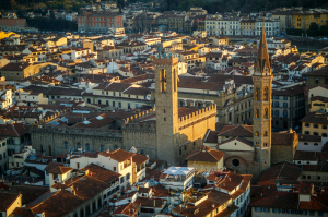 Sunset Over Florence: A Majestic View of Badia Fiorentina Monastery and Bargello Museum