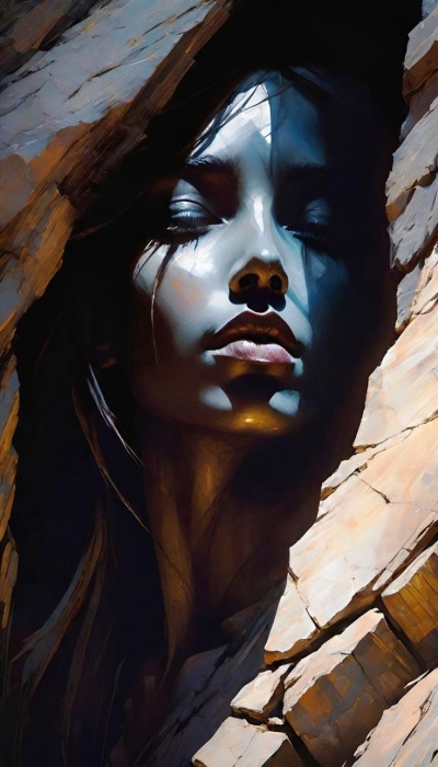 Surreal Portrait of a Woman: A Fusion of Natural and Abstract